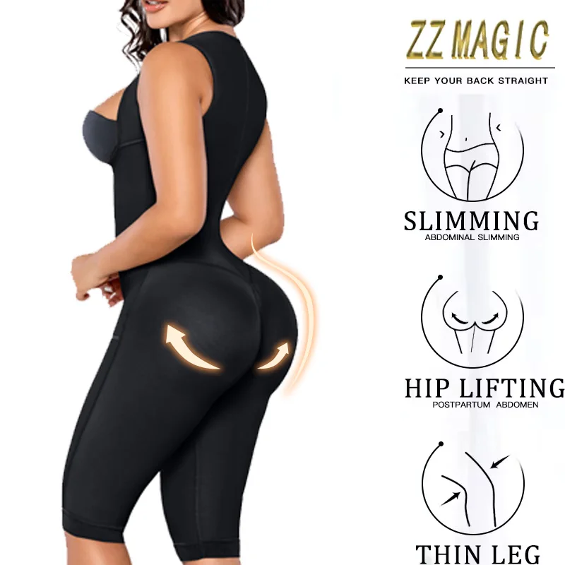 Fajas Colombianas Girdles Compression Shapewear with Zipper Post-Surgical Modeling Slimming Sheath Hip Lifting Body Shaper