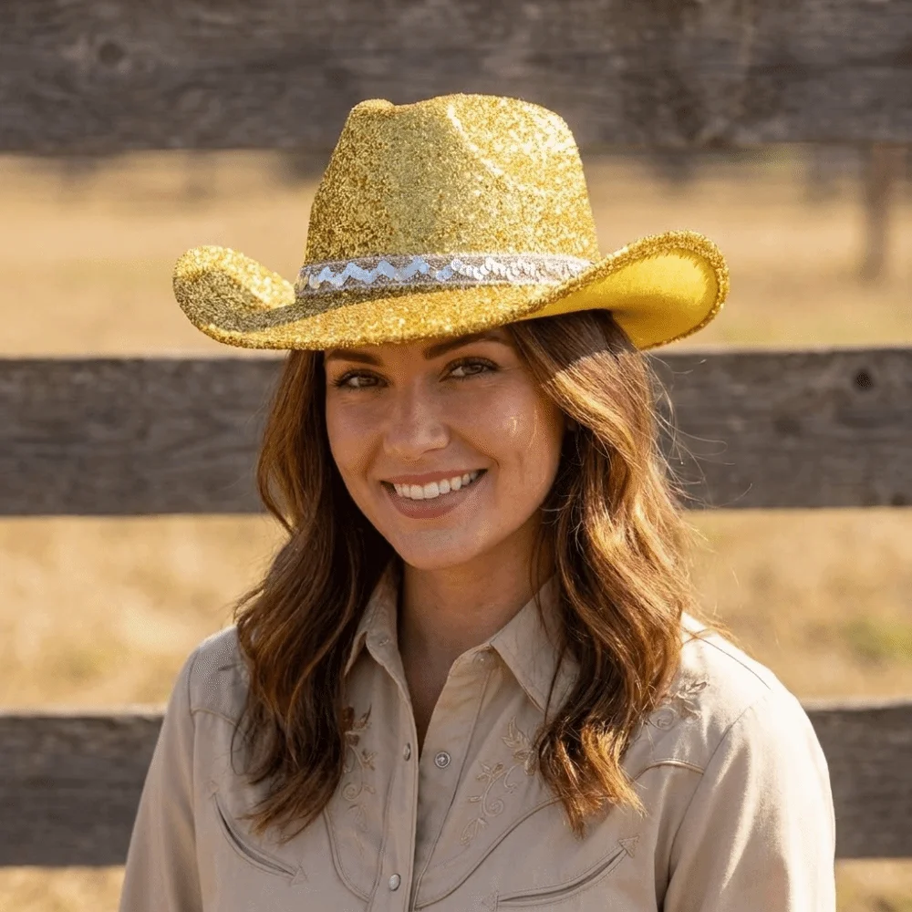 Fashion Sequin Bowler Hat Shimmering Glitter Western Cowboy Hat Fedoras Hat Jazz Hat Cowgirl Hat Prom