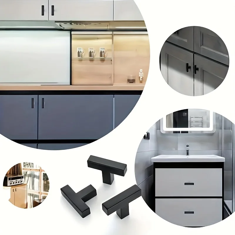 

6Pcs/Lot Stainless Steel Cabinet Handles T-shaped Hollow Design for Furniture Kitchen Cabinets Doors and Drawers Handles