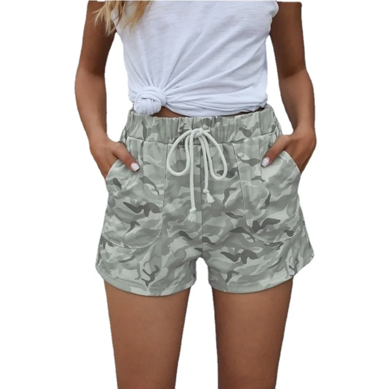 

2024 Pretty All-match Summer Casual Comfortable Short Camouflage Print Design High Waist Straight Shorts New for Women