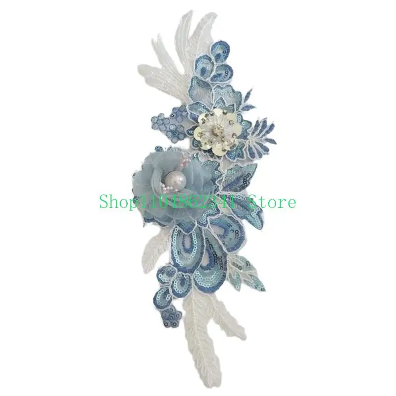 

652F Decorative DIY Sewing Accessories 3D Flower Sequins Embroidered Lace Applique
