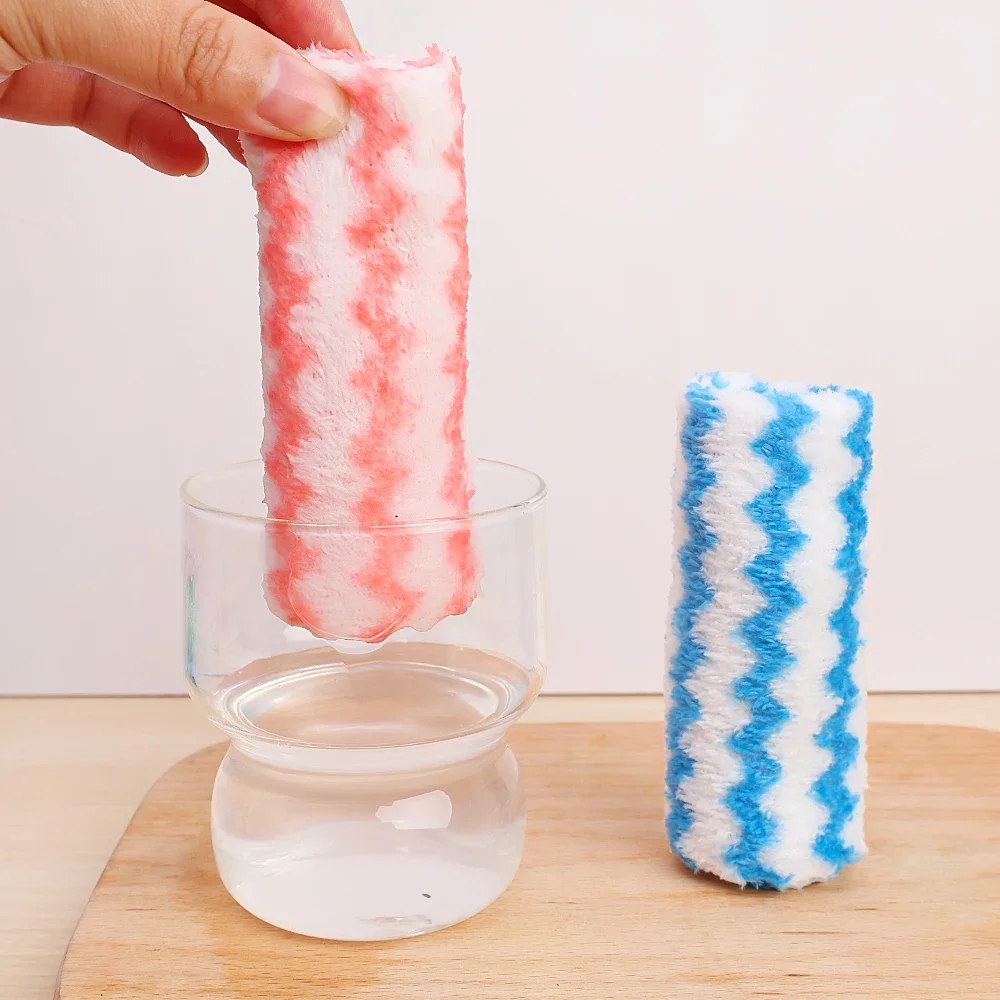 Towels Absorbent Scouring Kitchen Stick Tools Dishcloths  1/2/5/10pcs Fleece Pad Cleaning Household Thickened Coral Not