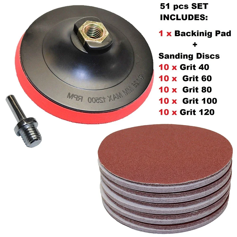 Pads Sanding Disc Drill Grinder Backing Pad Sanding Disc Sanding Disc Kit Sanding Disc Kit Hook & Loop For Drills Angle Grinders