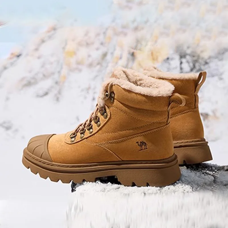 Botas de caminhada GOLDEN CAMEL para homens e mulheres botas de inverno mais veludo quente sapatos de caminhada escalada amortecimento antiderrapante fundo grosso