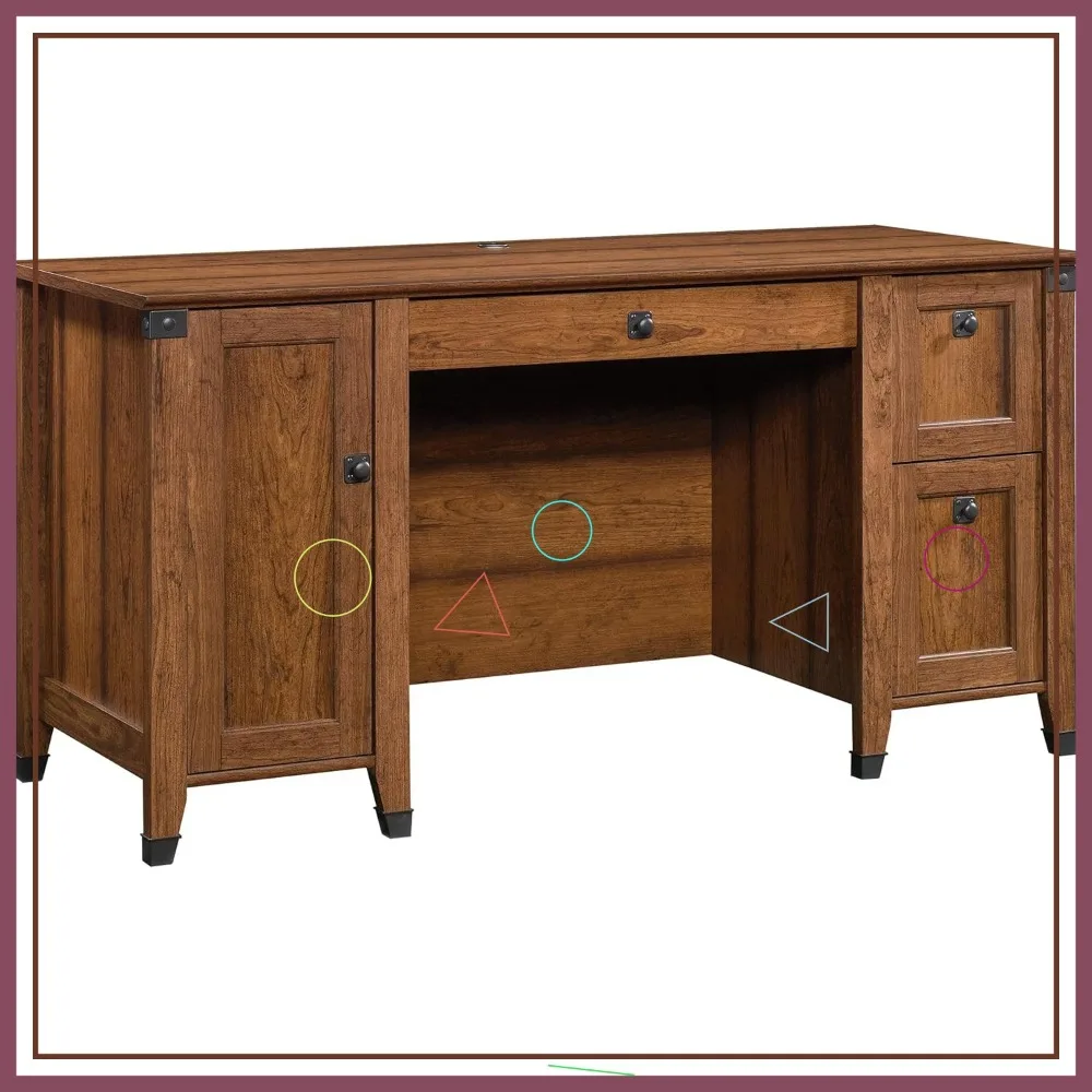 

Винтажный компьютерный стол в деревенском стиле с ящиками и местом для хранения, отделка цвета вишни, идеально подходит для домашнего офиса