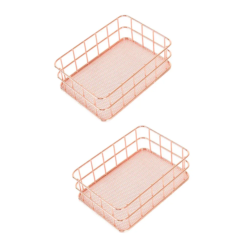 

2pcs Iron Storage Basket for Cosmetics Keys Stationery Living Room Bright Color Texture Multipurpose ganizer Desk