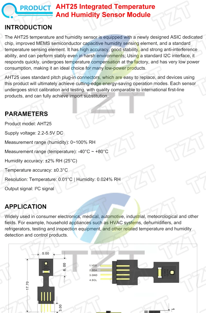 AHT10 AHT15 AHT20 AHT21B AHT25 AHT30 Hochpräzises digitales Temperatur- und Feuchtigkeitssensor-Messmodul mit I2C-Kommunikation – Detail 14