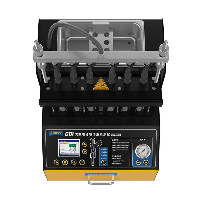 Automotive Fuel Injector Cleaning Machine, 6-Cylinder Design, Ultrasonic Cleaning & Flow Testing, Ideal for Auto Repair Shops
