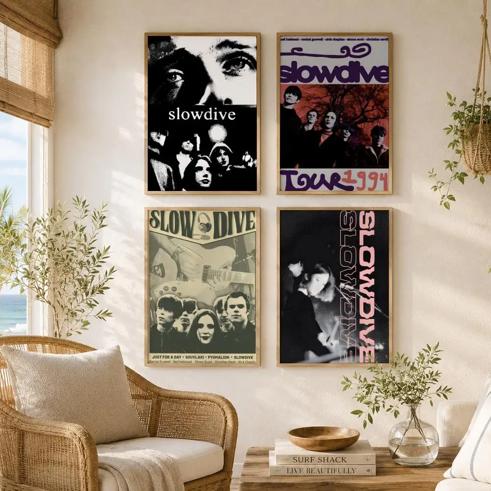 Shoegaze Band S-Slowdive Poster Versatile HD Waterproof Wall Art Self-Adhesive Decor for Any Space Ideal Gift