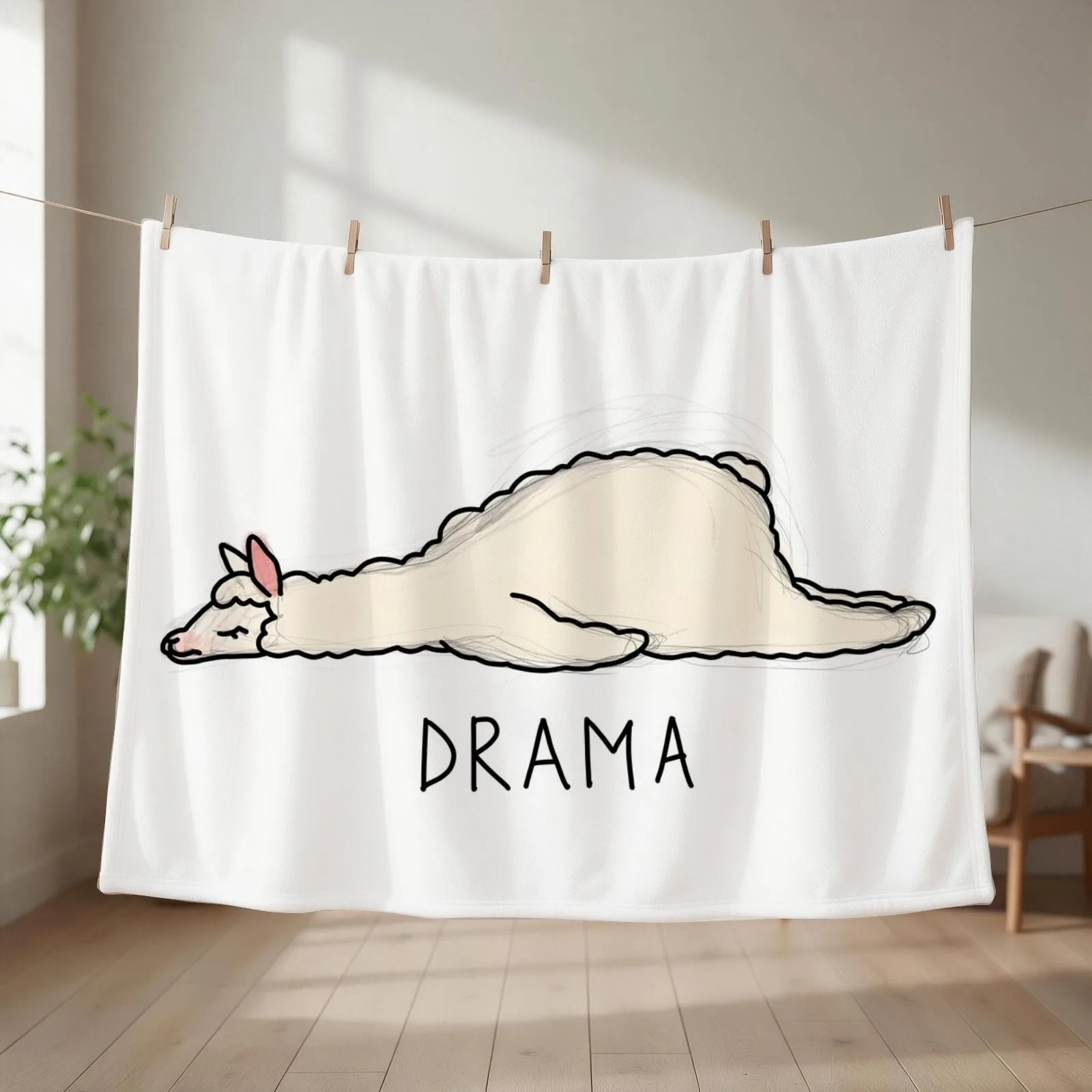 LAMA-DRAMA Throw Blanket couch cozy soft plush fuzzy picnic outdoor blanket
