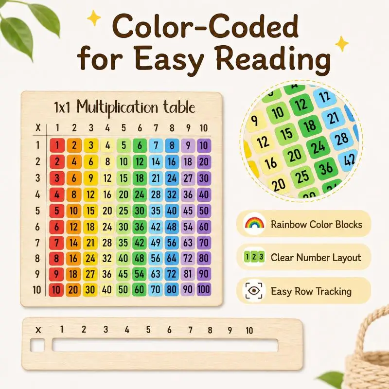 Eco-Friendly Multiplication Table Wooden Board Set Natural Wood Math Enlightenment Tool for Kindergarten Kids view 5