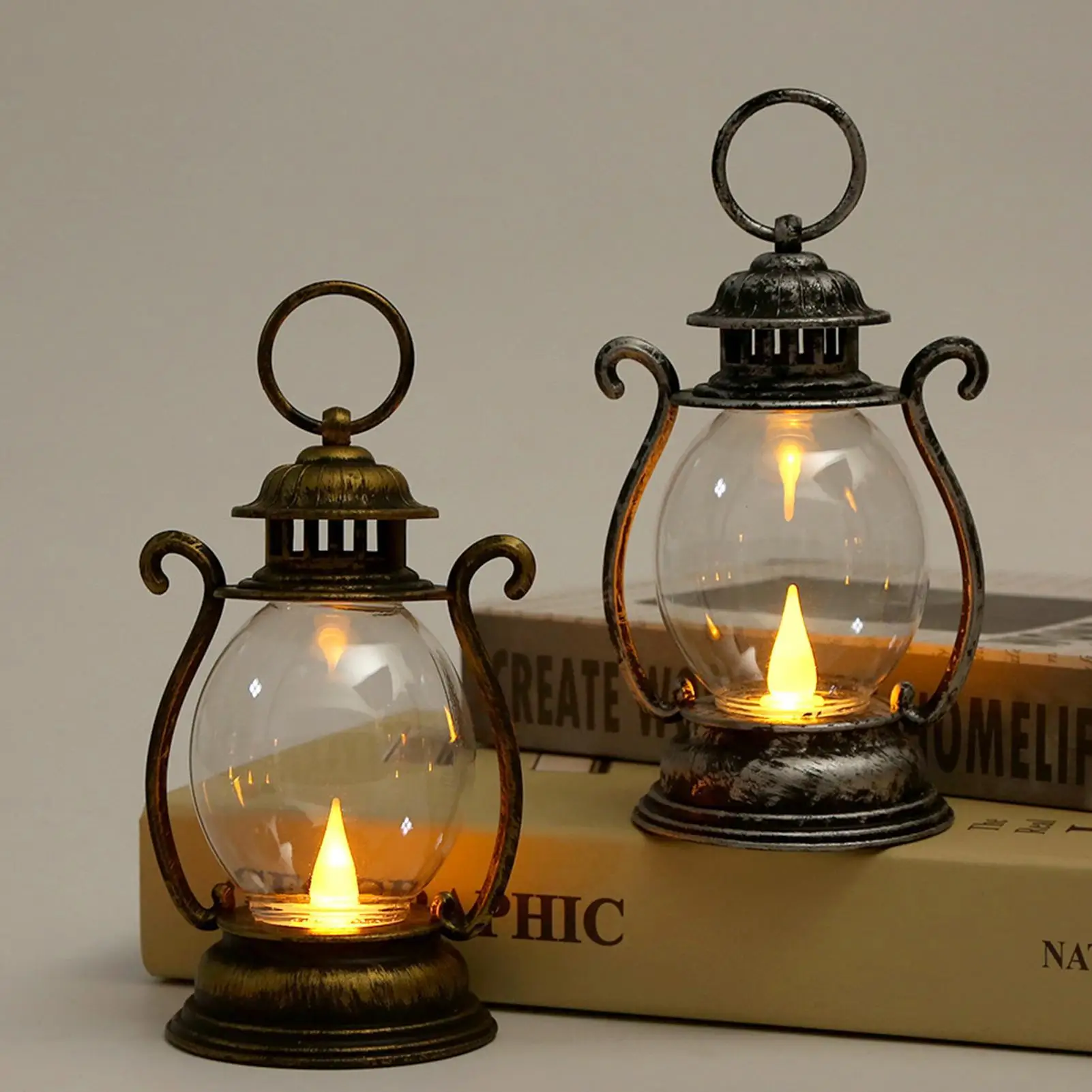 Retro Desk Lamp Battery Powered LED Bedside Light Home Decor Lights for Living Room Bedroom Bedside Tabletop Patio