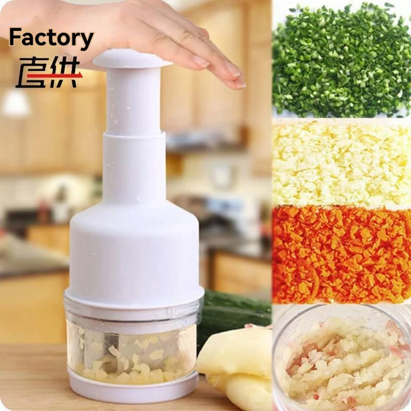 Manual Vegetable Cutter Garlic Chopper, Stainless Steel Kitchen Press Knife, Multifunctional Home Tool, Easy Mincer Masher