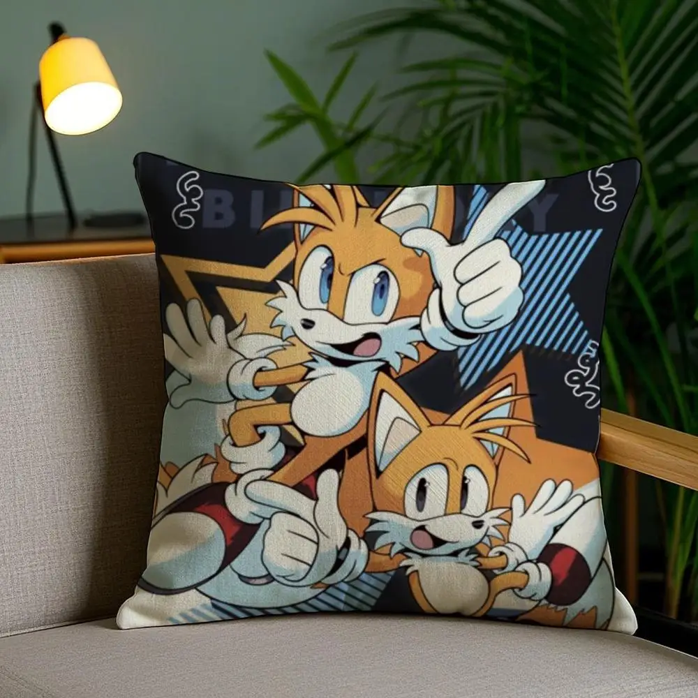 Cartoon S-SonicS Kissenbezug, Plüschstoff, weich, doppelseitig bedruckt, für Sofa, Schlafzimmer, Heimdekoration, feines Geschenk, Kissenhülle – Detail 13