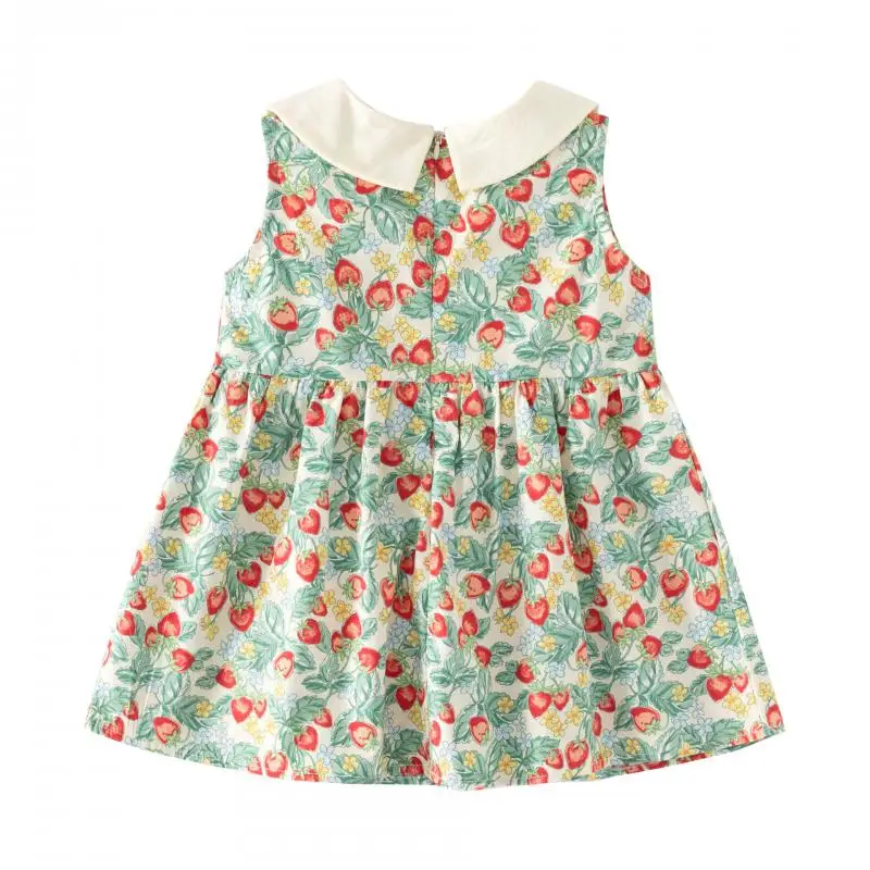 2024 Clibeso Summer Floral Dress for Children Kids Girl Strawberry Printed Sundress Infant Spanish Stylish Frocks Toddler Outfit