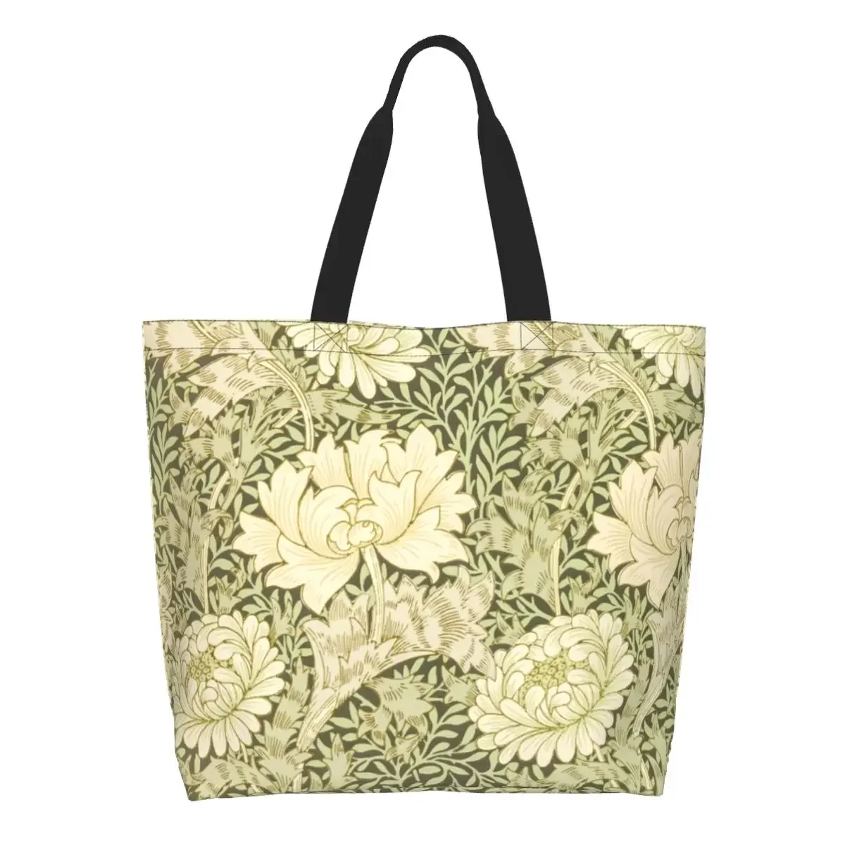 

Chrysanthemum By William Morris Grocery Shopping Tote Bags Bohochic Floral Canvas Shopper Shoulder Bags Big Capacity Handbag