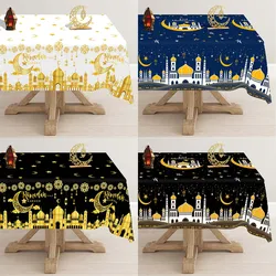 Eid Mubarak Tablecloth Plastic Castle Table Cover for Home 2025 Islamic Muslim Party Decor Ramadan Decorations Eid Al Adha Gifts