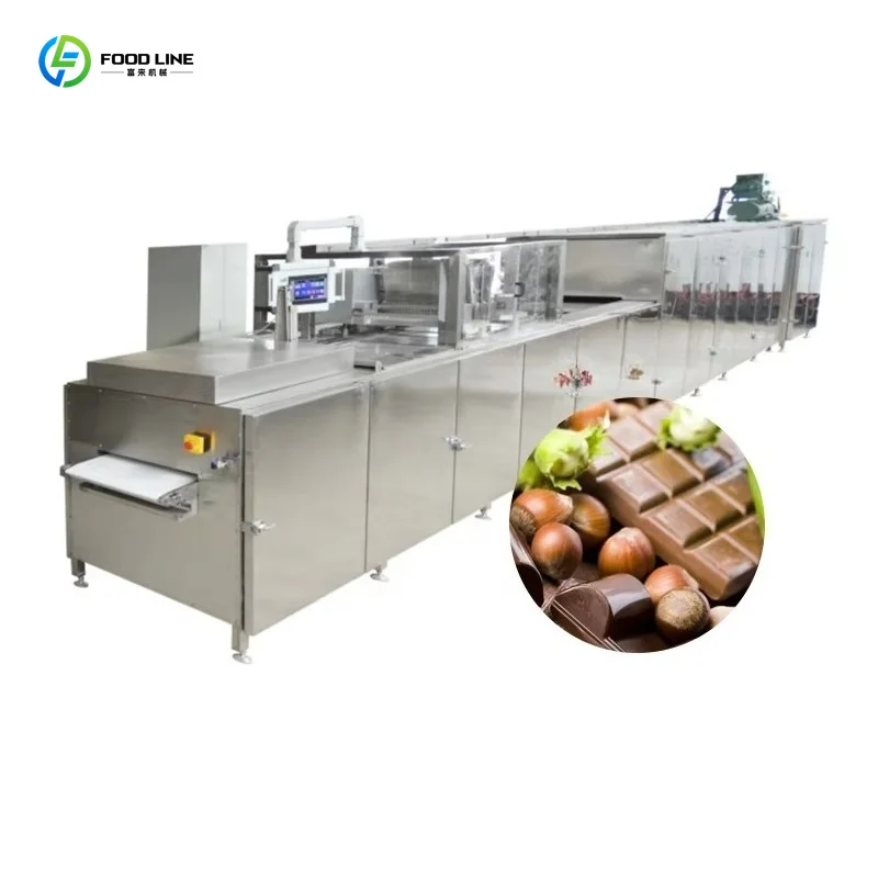 Chain Driven Fully Automatic Chocolate Production Line Industrial Chocolate Making Machine With Cooling Tunnel