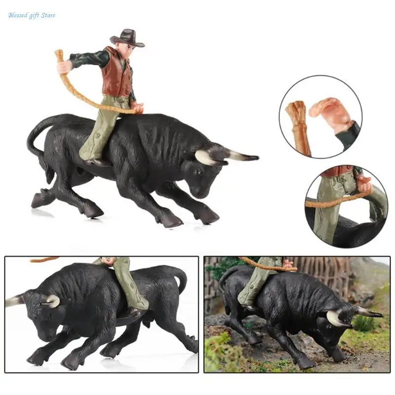 Spanish Matador Bullfight Simulation Animal Model Action Figures Decoration for Children Boys Adult Gift Collection