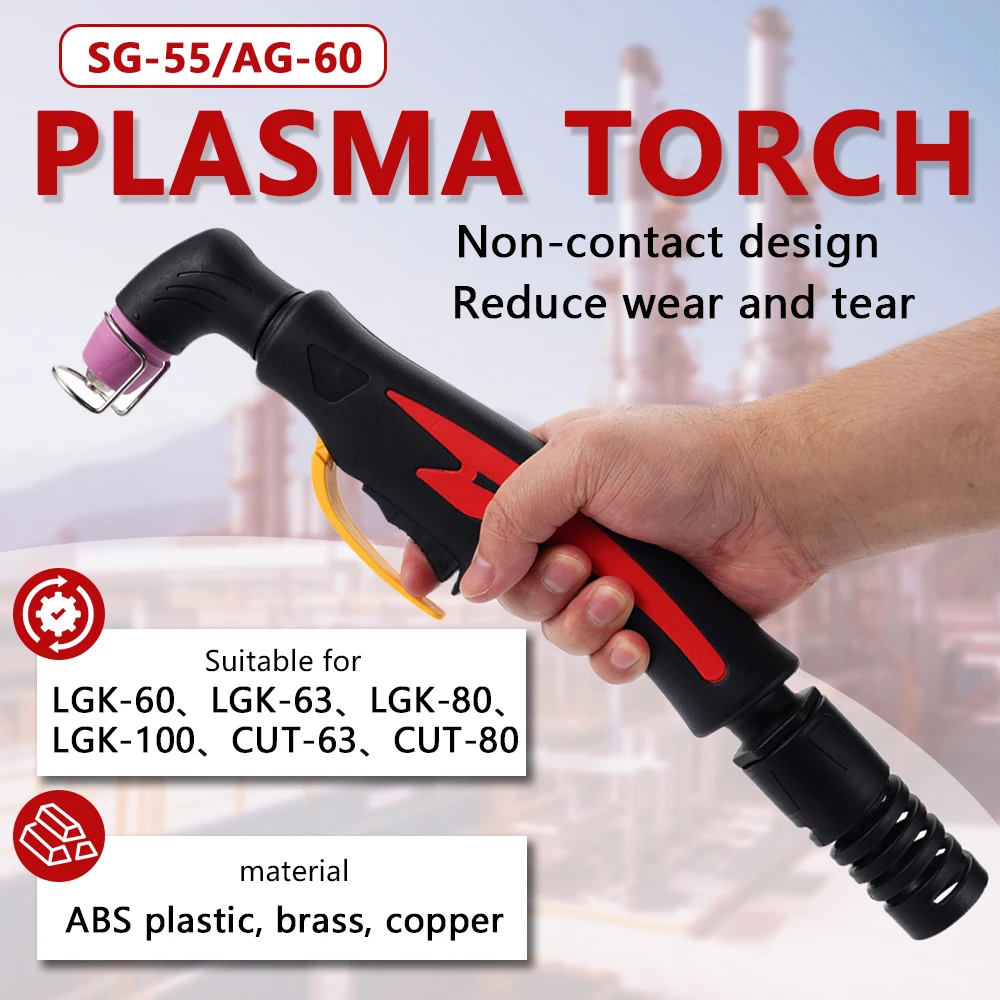 Plasma Cutting Torch AG60 SG55 ABS Brass Copper Non‑Contact 60A Unassembled Gun For LGK CUT Series Metal Cutting Application