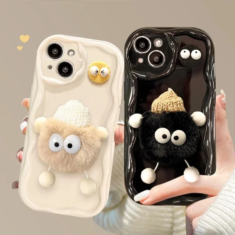 3D Fluffy Plush Briquettes Case For Xiaomi Redmi Note 13 12 11 Pro Plus 12S 11S 10 10S 9 9S 8 13C 12C 10C Turbo 3 4G 5G Cover