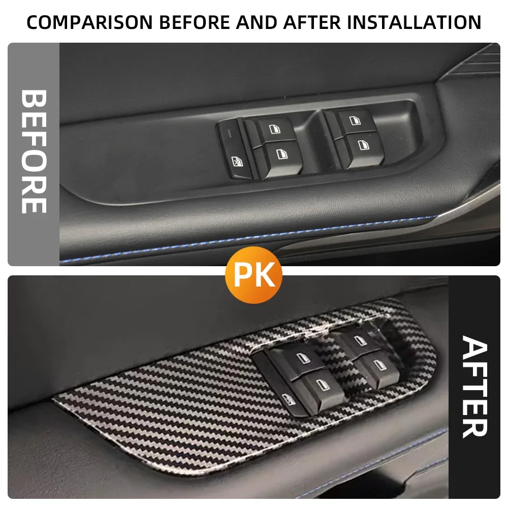 4pcs for MG4 MG 4 EV Mulan 2022 2023 2024 LHD Car Window Control Lift Switchs Panel Cover Carbon Fiber Stickers