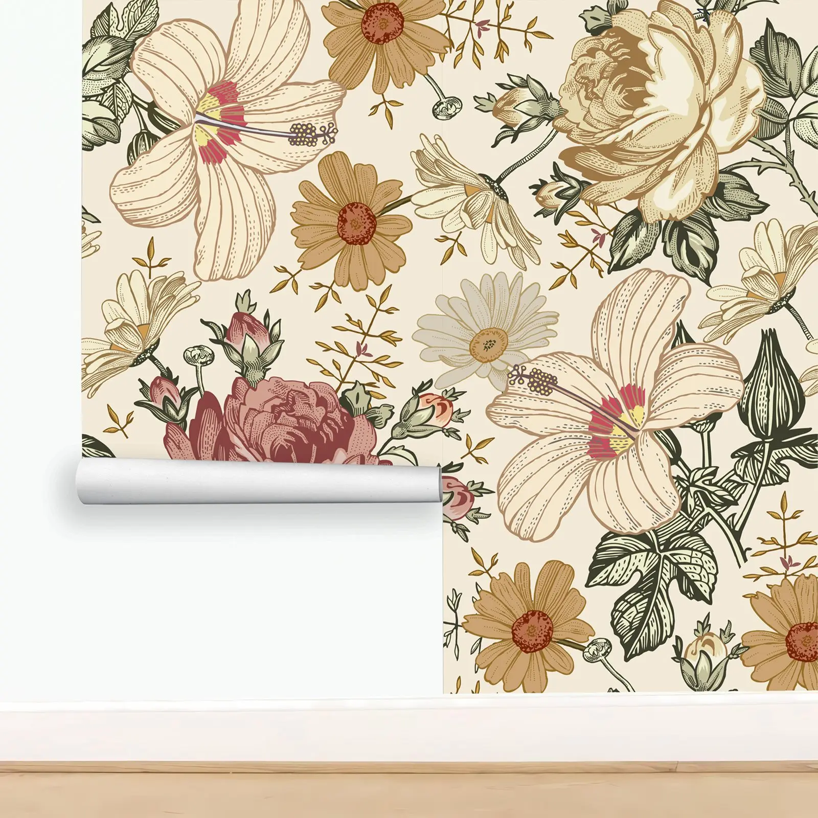 

Обои с полевым цветком, традиционные нетканые накладные обои в рулоне, мир в стиле бохо, ботанические цветочные обои для украшения дома