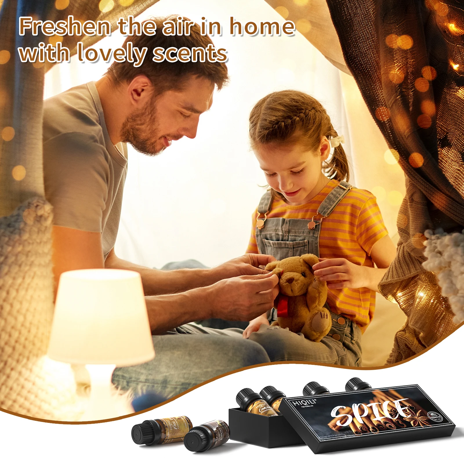 HIQILI Spice Fragrance Oils,TOP 6 Gift Set, 100% Pure Perfume Oil for Aromatherapy | Car Diffusion,Candle Making，Hair Care，DIY