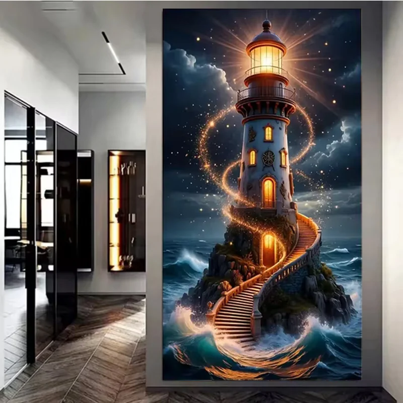 

Diy Diamond Painting Kits Lighthouse In The Vast Ocean Diamond Embroidery Full Square Round 5D Cross Stitch Kits Room Decoration