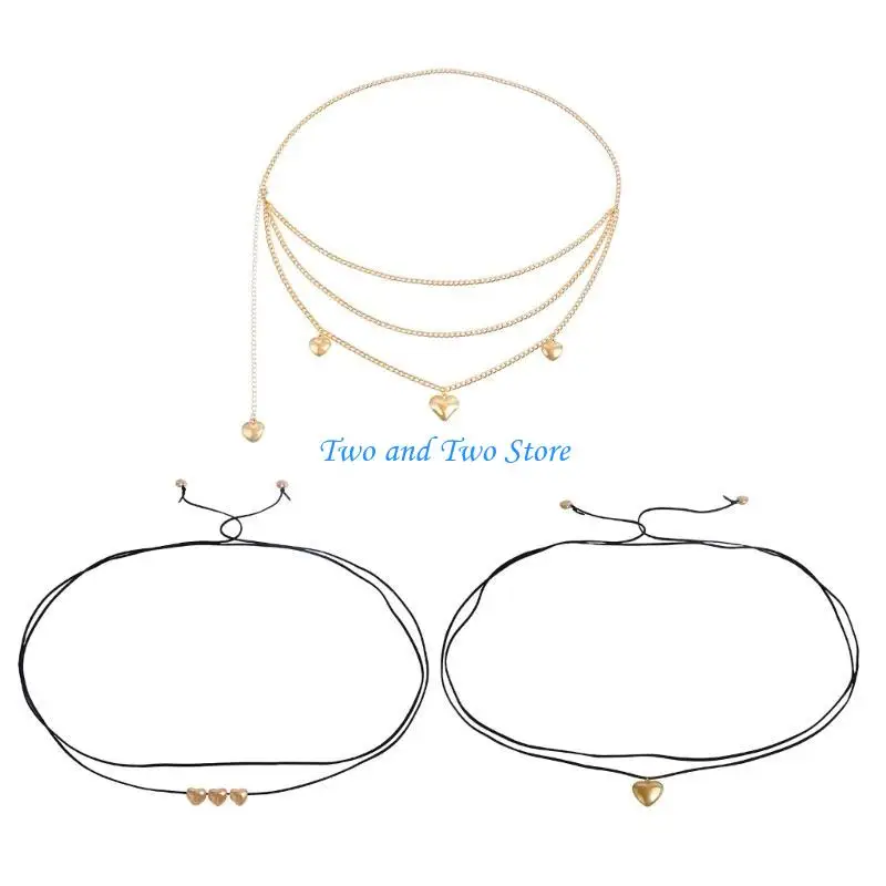 حزام خصر بقلادة على شكل قلب للفتيات من HX6F لمجوهرات الخصر للجسم للولائم