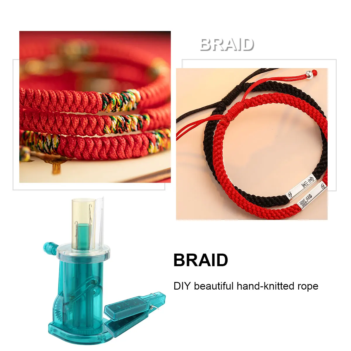 

3pcs Hand Crank Knitting Machine Durable Abs Diy Tool For Spiral Loop Knot Fish Tail Button Mini Knitting