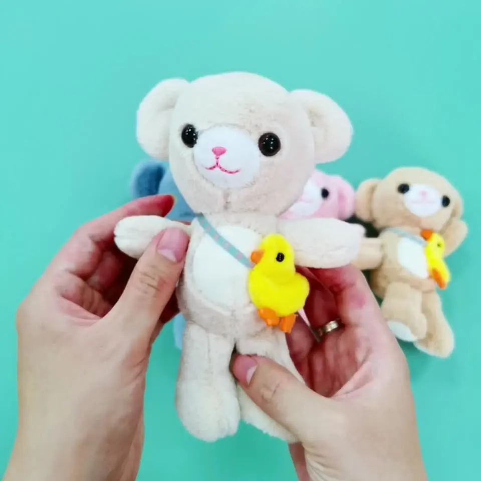 Neue Plüsch tier Teddybär Cartoon Puppe niedlichen Enten tasche Geschenk Schlüssel anhänger Anhänger Hochzeits puppe weiche Baby beruhigende Puppe