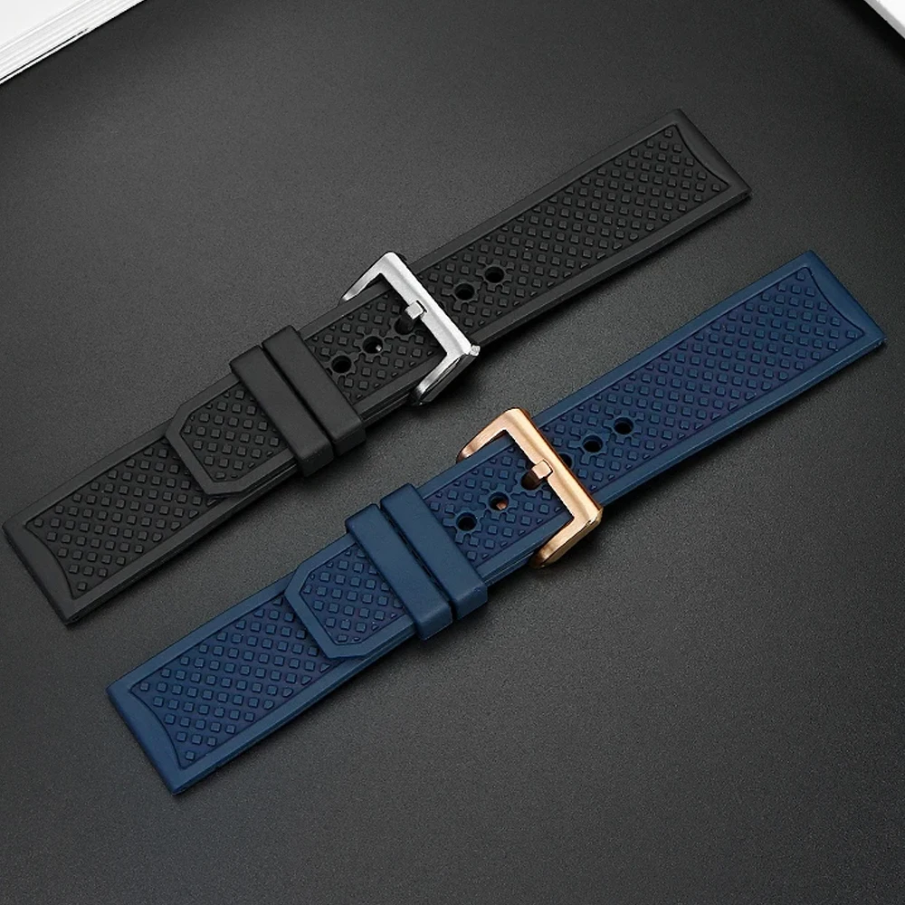 Fluoro Rubber Silicone Watchband Fit Calibre London Tank W7100056/WSCA0006W7100037/W7100041/7100015 WSCA Watch Strap 23mm 24mm view 4