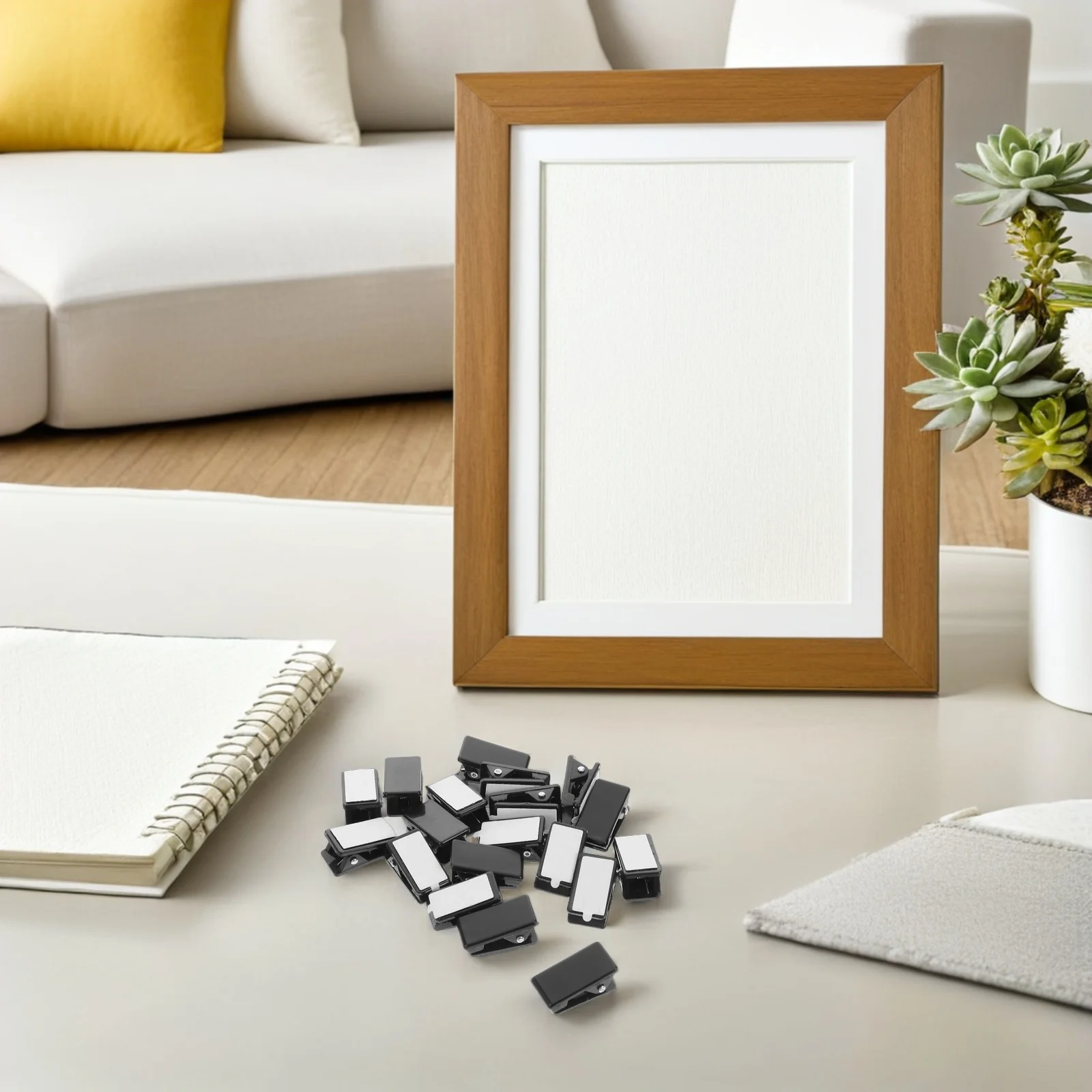 

20pcs Mini Self-adhesive Wall Clips Strong Adhesive Plastic Picture Hanging Photo Holders for Office Decor Easy
