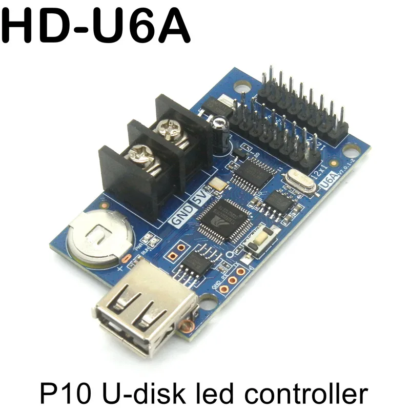 HD-U6A USB Led Control Card 320*32 Pixels P10 Display Module U-disk Controller For Advertising Text Display Panel Drive Board