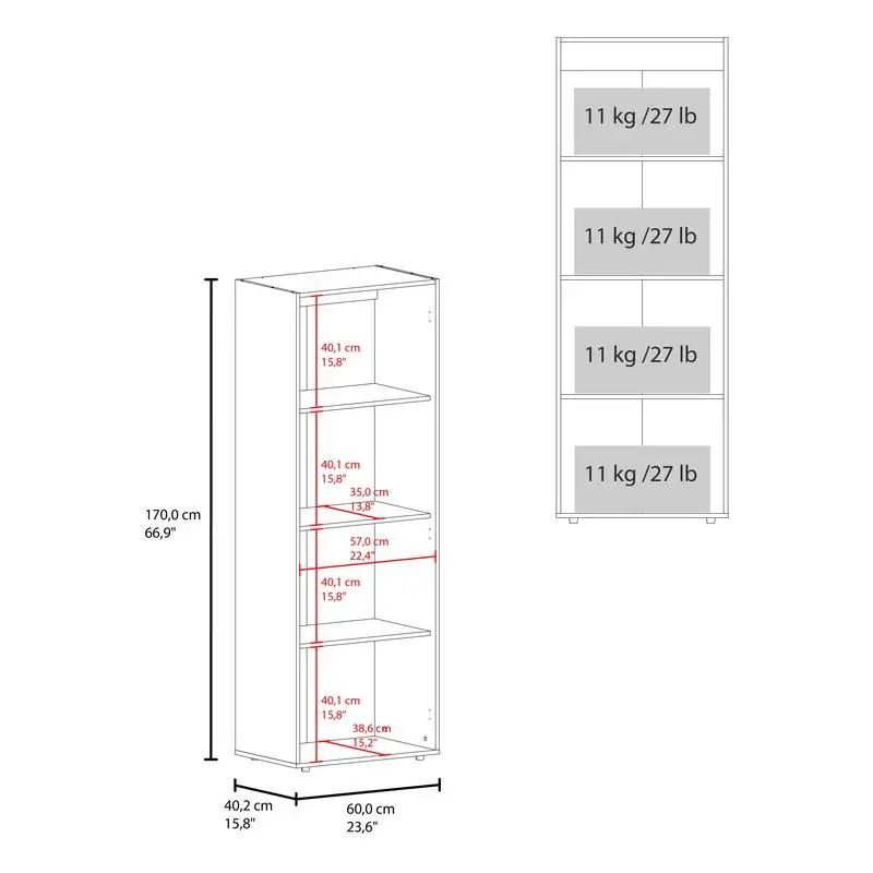 Armoire penderie blanche à 2 portes avec 4 étagères et solution de rangement verticale