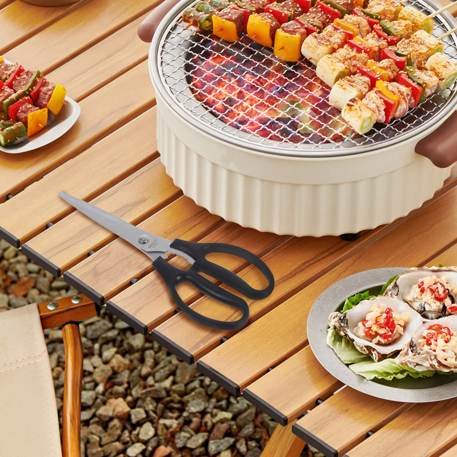 

2Pcs Stainless Steel Bbq Shears Heavy Duty Kitchen Shears Portable Food Scissors for Meat Poultry Cooking Tools for Restaurant