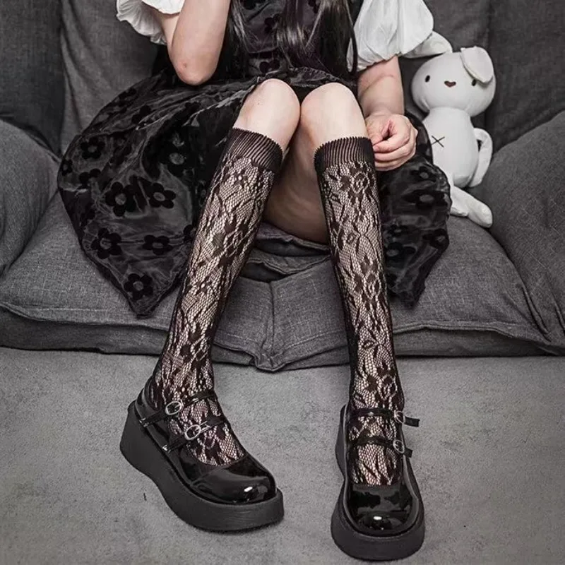Lace medium tube socks children Lolita calf socks JK Japanese cute sweet long tube thin Lolita stocking