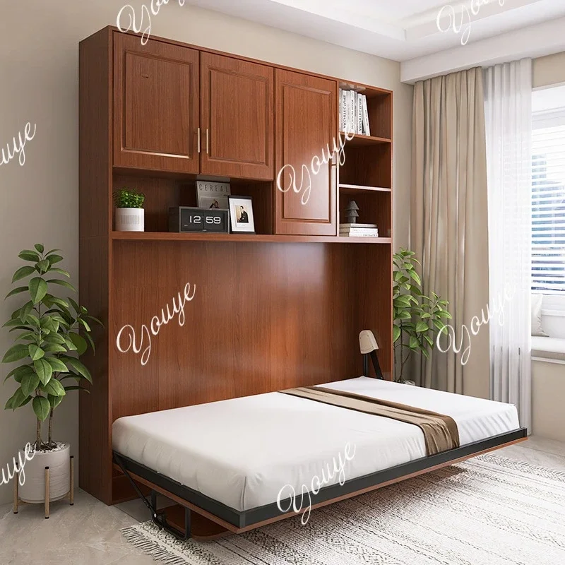 N63New Chinese-style Desk Invisible Bed Cross-turn Side-turn Wall Bed Multi-function Folding Bed Writing Table Integrated Murphy