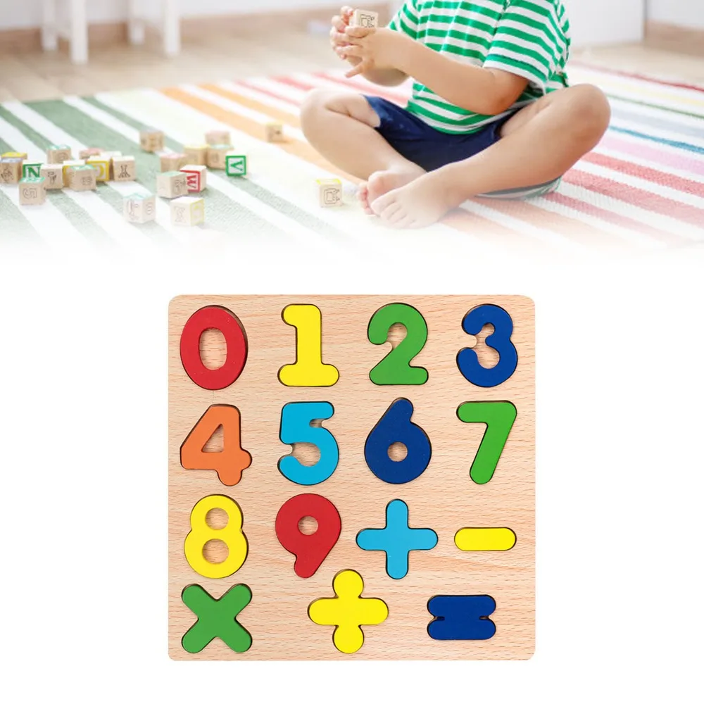 Wooden Number Puzzle Toy 0 To 9 Numbers Cognition Toy Number Learning Toy Matching Design Early Learning Wooden Number Puzzle