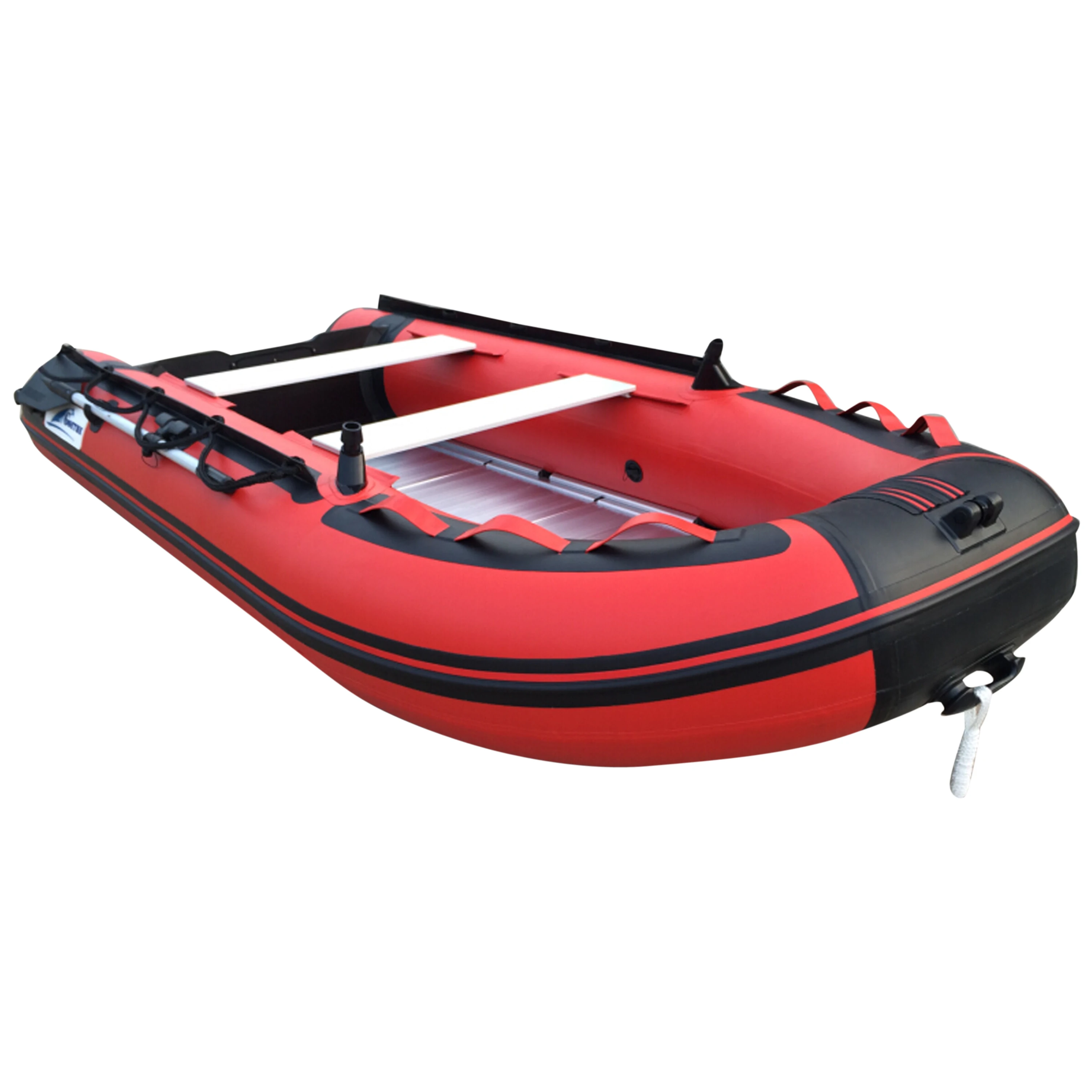 Goethe Barco de bote inflável soldado, iate esportivo em PVC para águas do oceano, 1-7 pessoas, piso de alumínio/ar, garantia de 5 anos