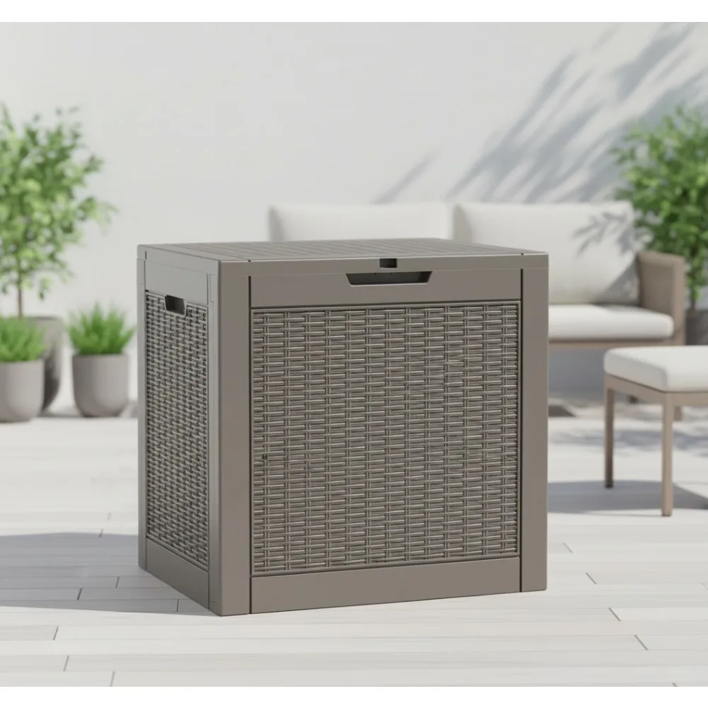 صندوق تخزين خارجي مقاوم للماء سعة 31 جالونًا مع غطاء قابل للقفل - منظم سطح السفينة والحديقة والفناء للأدوات والوسائد