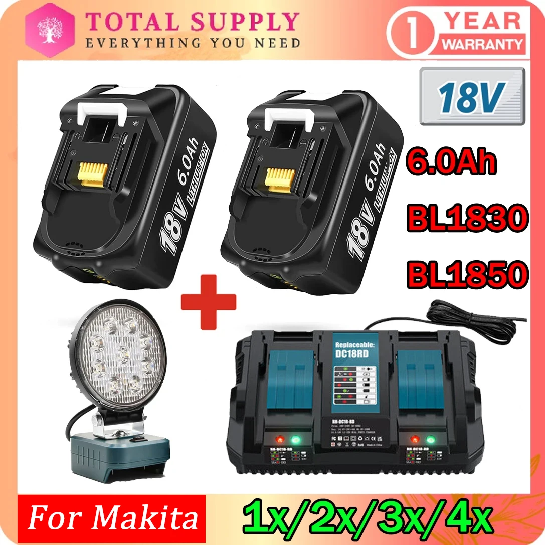 Batería de repuesto de 6,0 Ah para Makita, Pila de Iones de litio de 18V, BL1850, BL1860B, BL1860, BL1840, BL1840B, BL1830B, BL1830, LXT-400
