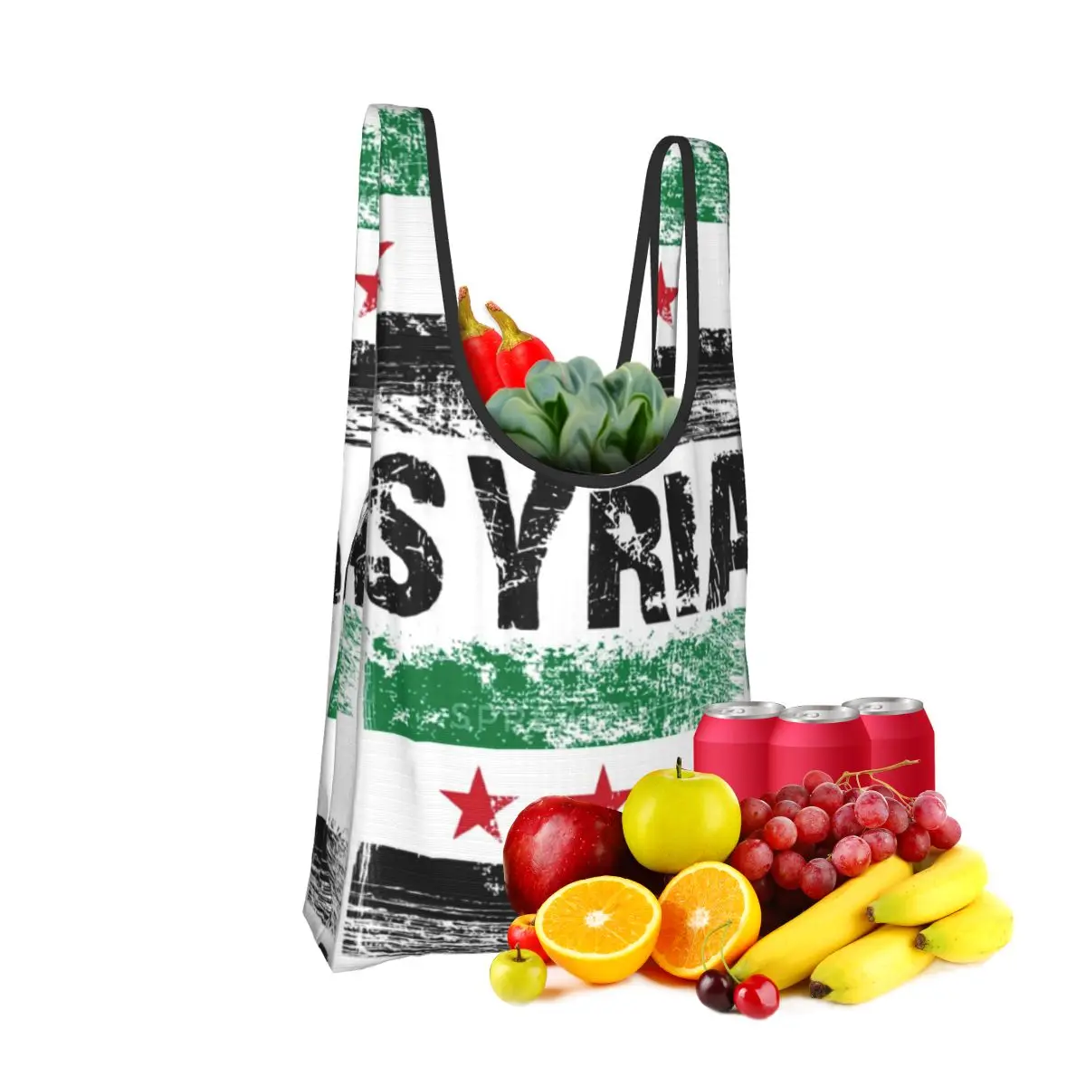 

Бесплатная сумка для покупок с флагом Сирии, портативные сумки-тоут, складная сумка-шоппер на плечо, продуктовая сумка