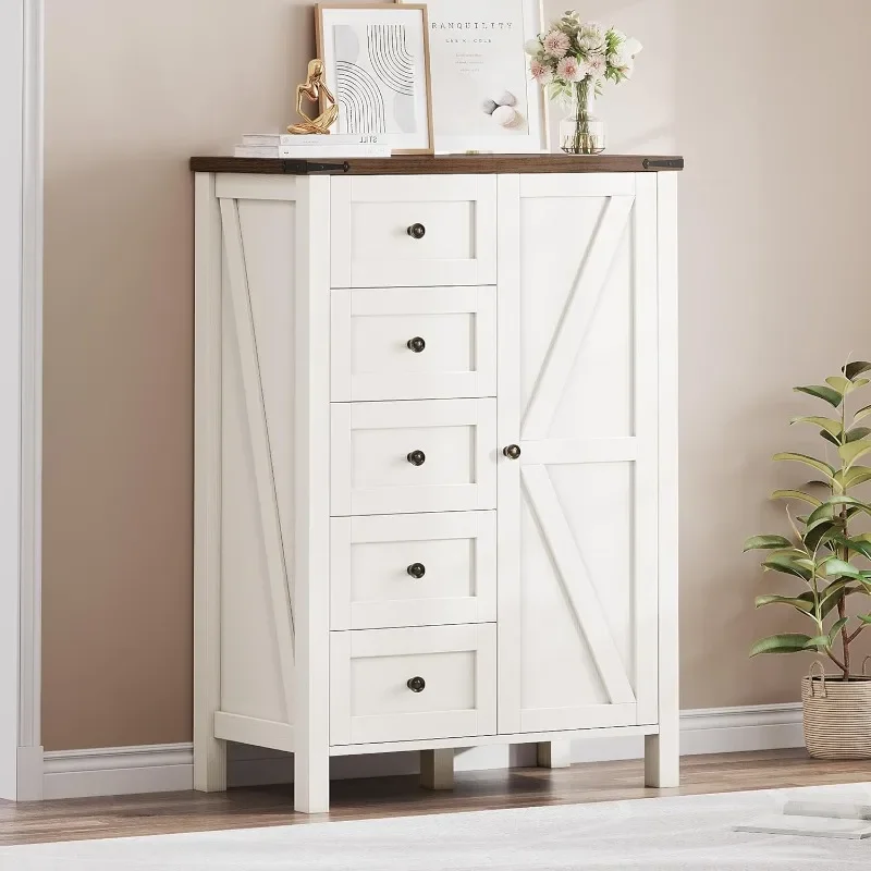 5 Drawer Dresser - Farmhouse Chest of Drawers for Bedroom, 46