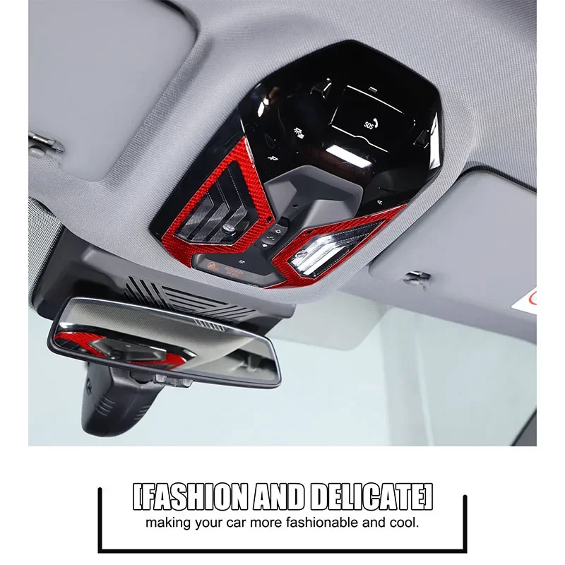 For BMW 5 Series G60 2024 Soft Carbon Fiber Car Roof Reading Lamp Frame Cover Trim Sticker Car Accessories