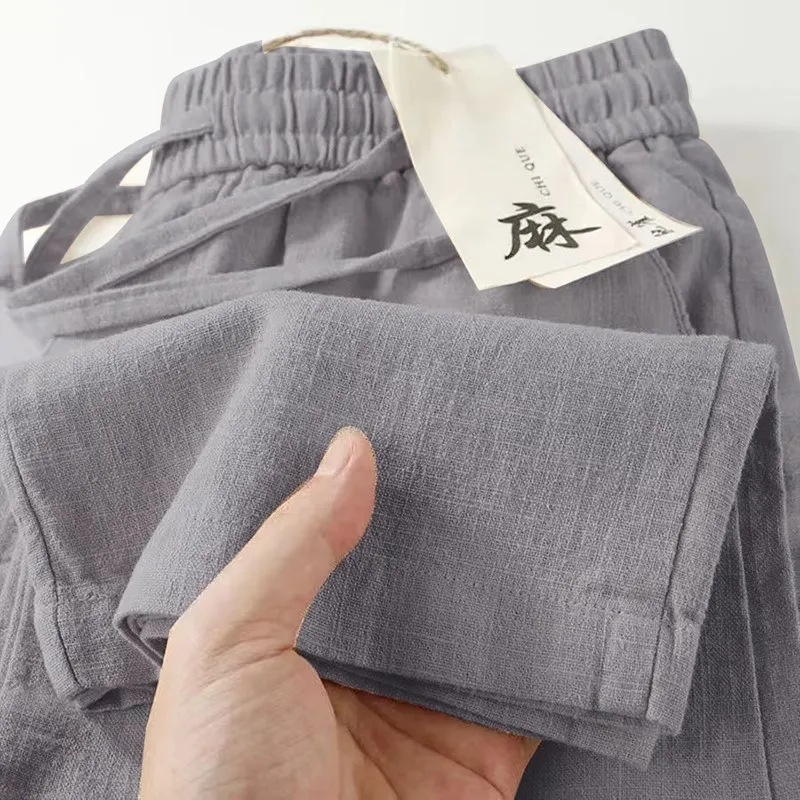 

Men's Cotton Linen Casual Pants Summer Straight Leg Long Trousers Pure Cotton Work Sweatpants Loose Fit Comfortable Youthful