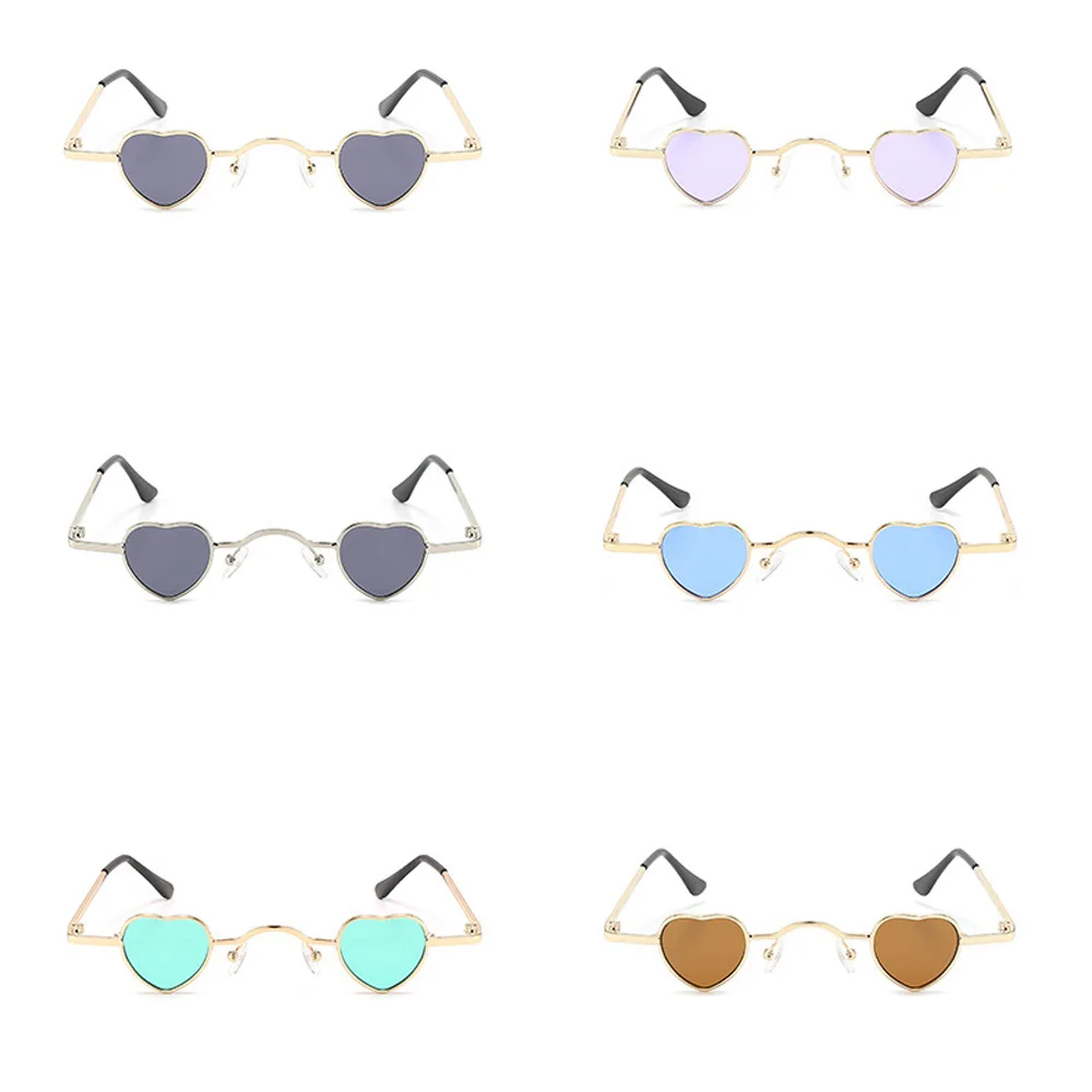 Metal Frame Eyewear Heart-Shaped Hip Hop Shades Uv400 Sun Glasses Metal Frame Heart Shaped Sunglasses For Fashion Shows Everyday