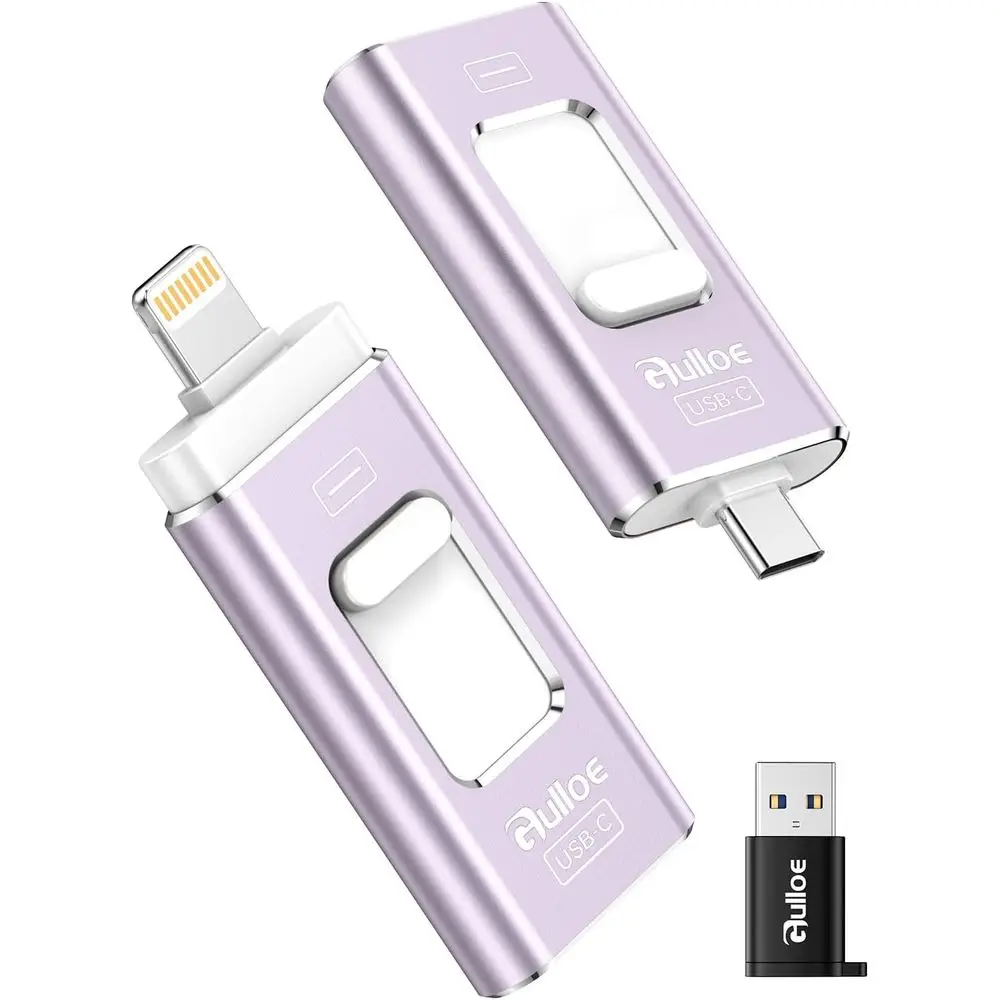 256GB Dual Interface Flash Drive for Photos, Videos, and Backups - No App Needed, Compatible with iPhone, iPad, Android, and PC