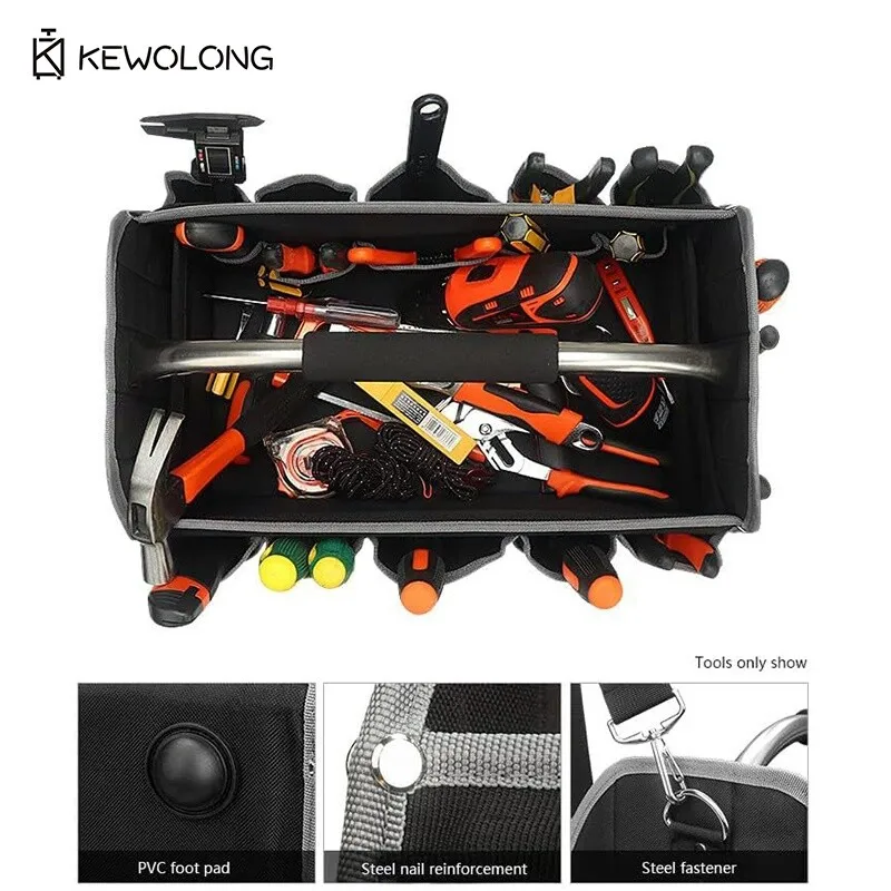 Portable Multi-functional Tool Box - Heavy Duty Storage Organizer Case for Electrician, Automotive and Construction Tools